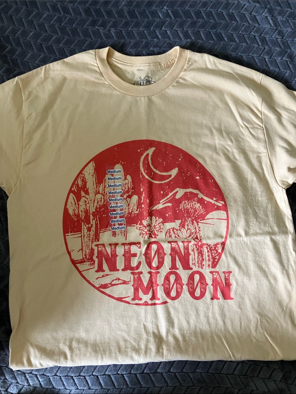 Neon Moon Short Sleeve Graphic Tee - Soft Yellow with Orange Print